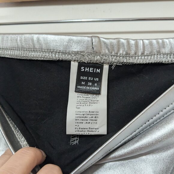 *3/$10* SHEIN Stretch Maxi Skirt with Slit Silver Size Medium Size 6 - Picture 3 of 5